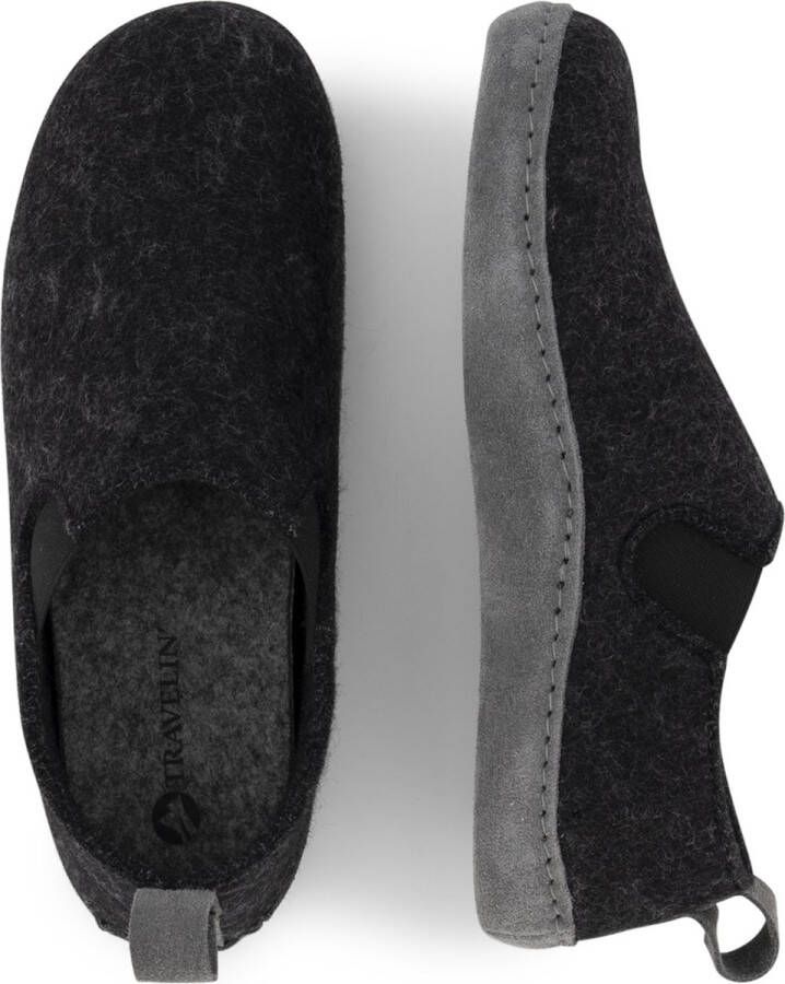 Travelin ' In Home Dames Sloffen Wollen Pantoffels Instappers met suède zool Donkergrijs - Foto 5