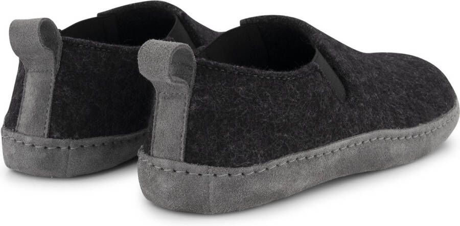 Travelin ' In Home Dames Sloffen Wollen Pantoffels Instappers met suède zool Donkergrijs - Foto 8