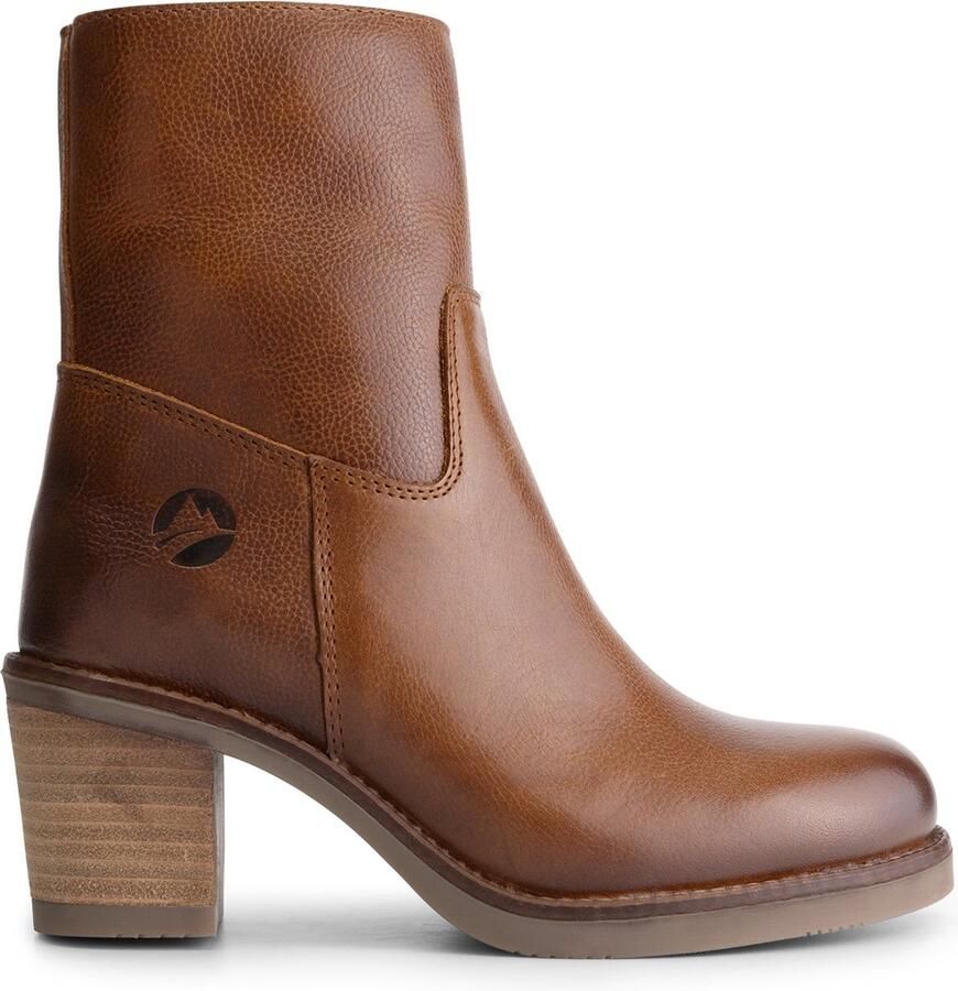 Travelin ' Isere Dames enkellaars 100% leer Boots met hak Cognac