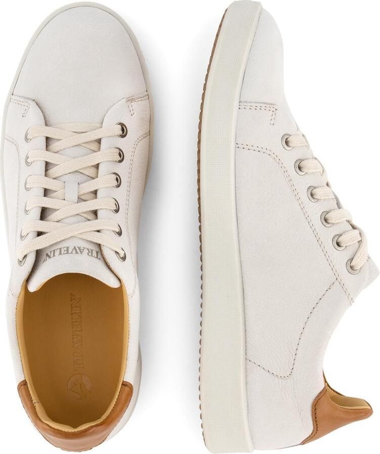 Travelin ' Metz Leren Damessneaker Veterschoen Wit leer - Foto 5