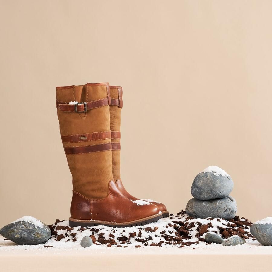 Travelin ' Norway Dames Wolgevoerde Outdoorlaars Waterdicht en Ademend Wandellaarzen Cognac Leer - Foto 2