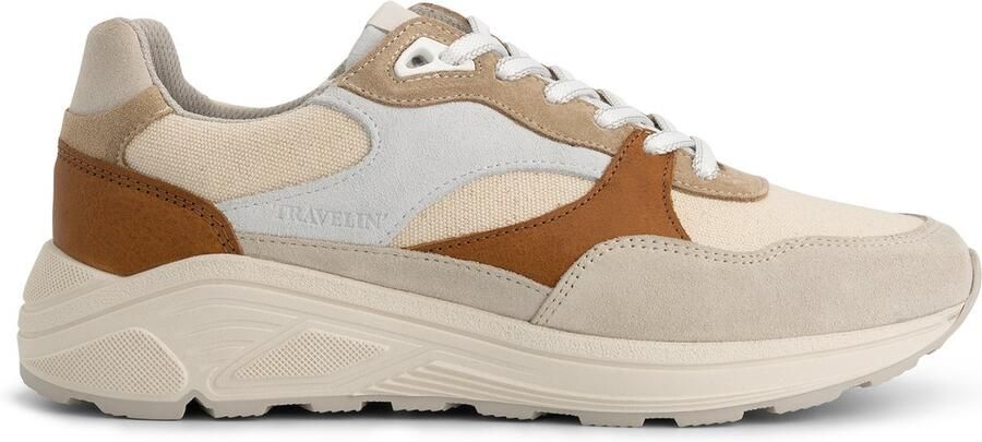 Travelin ' Riber Dames sneakers 100% leer Trainers Zand-cognac