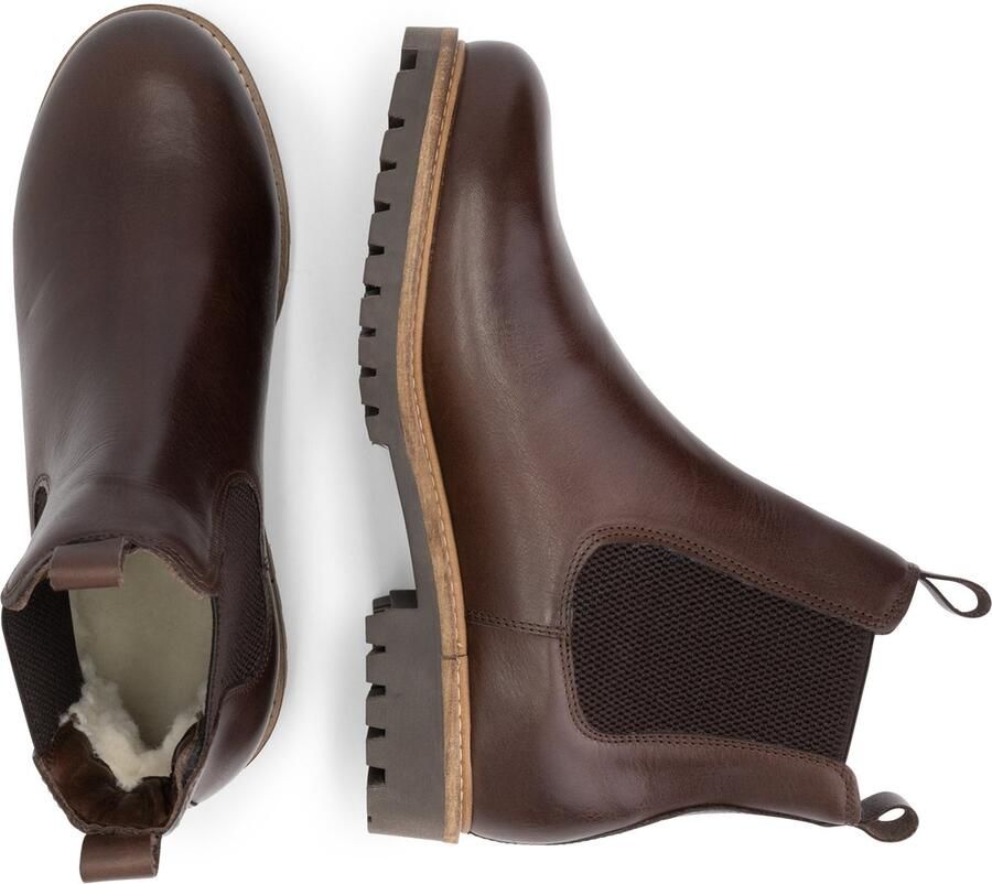 Travelin ' Rosseland Heren Leren Chelseaboots Wol gevoerd Donkerbruin Leer - Foto 6