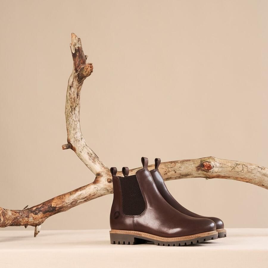 Travelin ' Rosseland Heren Leren Chelseaboots Wol gevoerd Donkerbruin Leer - Foto 3