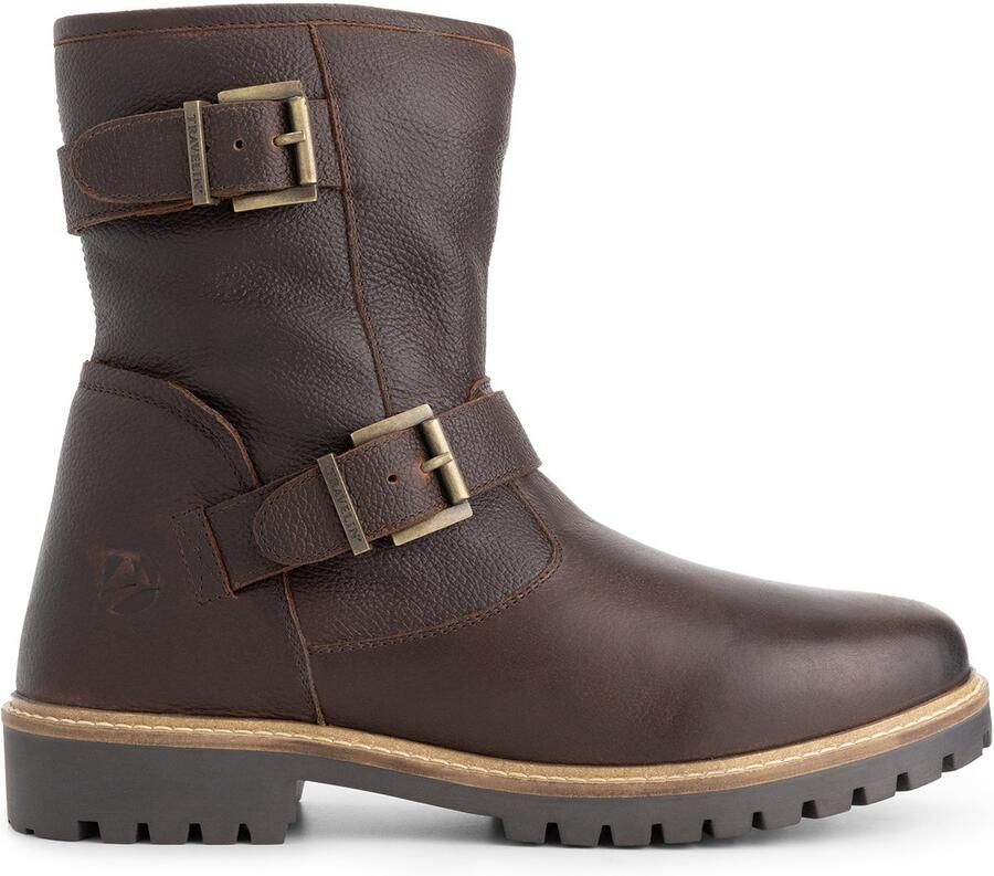 Travelin ' Skelde Heren Biker boots Wolgevoerd Donkerbruin