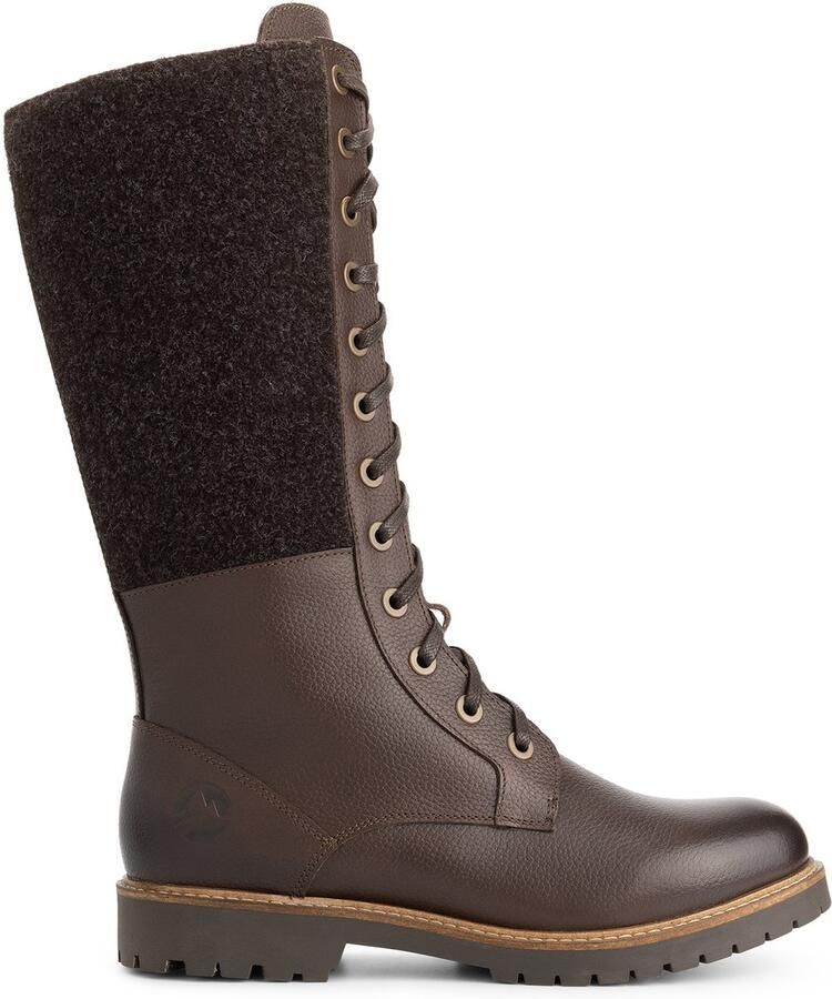 Travelin ' Struve Dames Hoge veterlaarzen Wol Vilt Donkerbruin