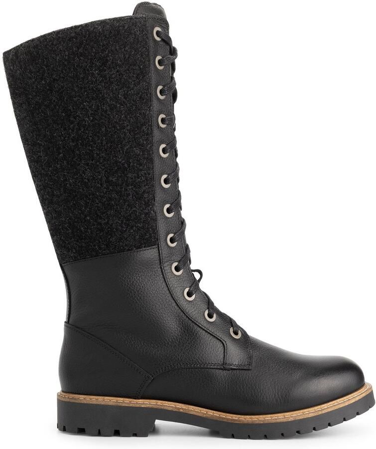 Travelin ' Struve Dames Hoge veterlaarzen Wol Vilt Zwart