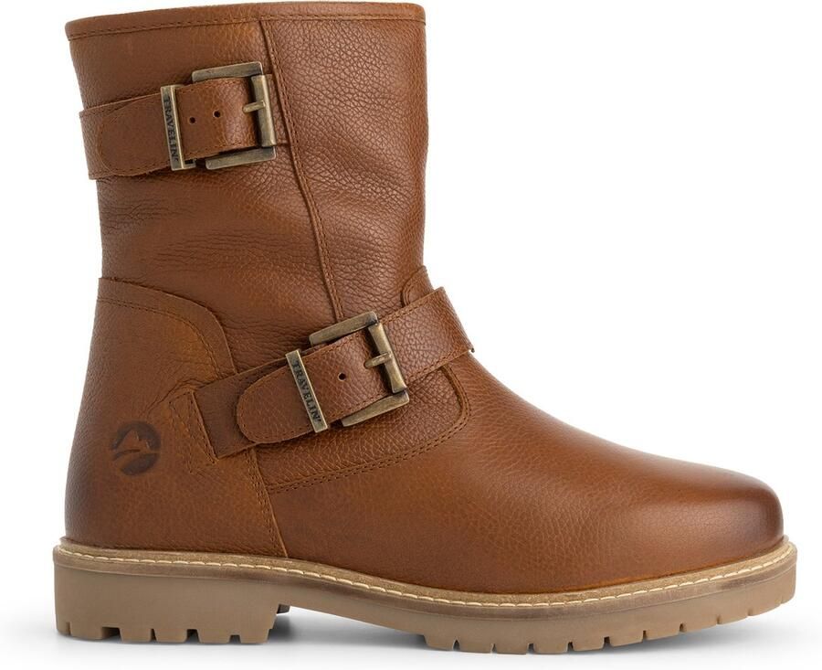 Travelin ' Trustrup Dames Biker boots Wolgevoerd Cognac