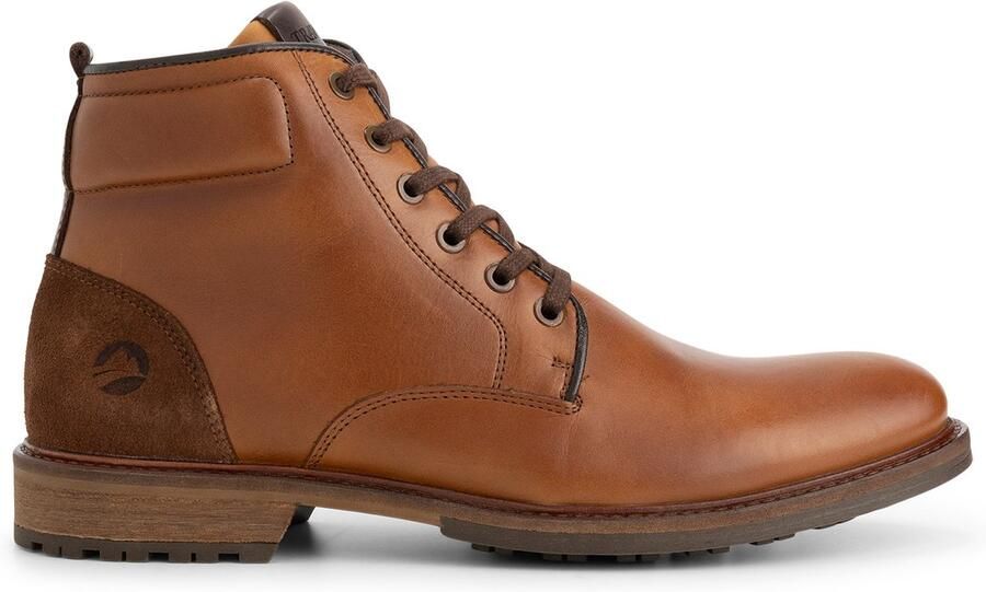 Travelin ' Walton Heren Veterschoenen met rits Leer Cognac