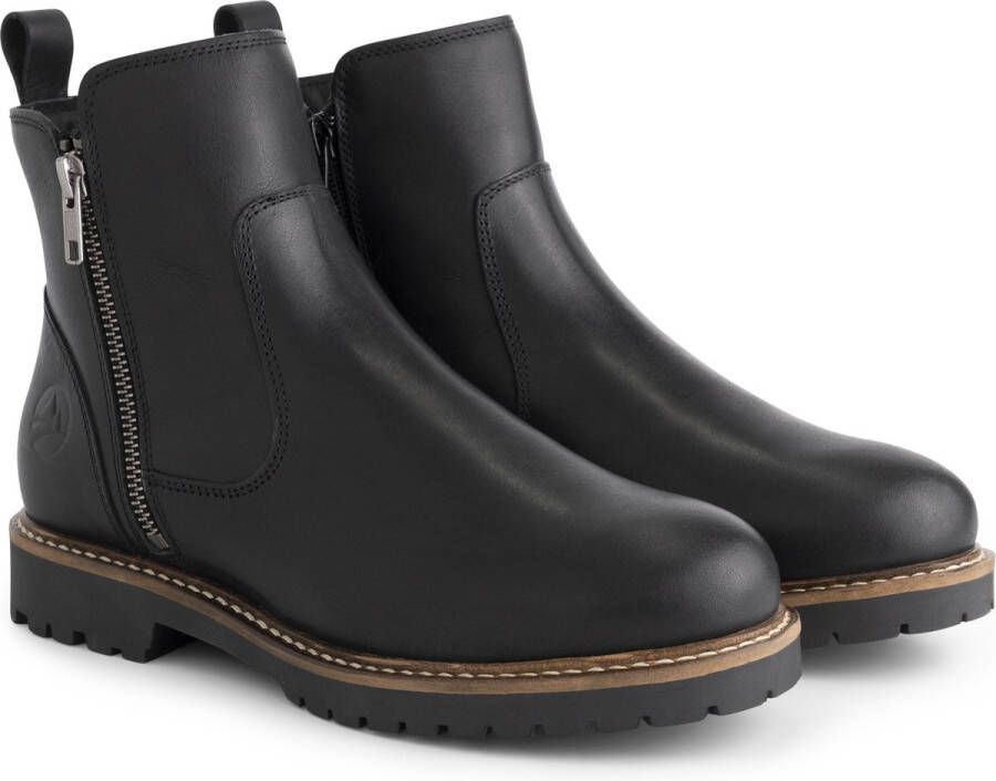 Travelin ' Vestmar Dames leren enkellaarsjes met rits Leren boots vrouwen Zwart leer