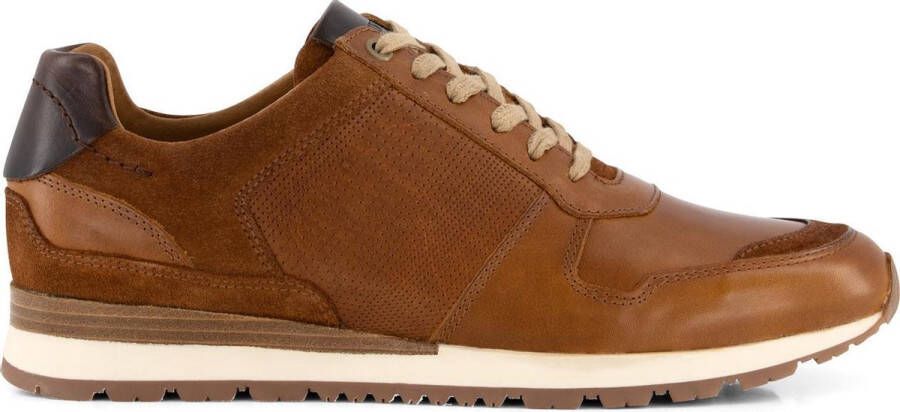 Travelin ' Worcester Casual leren herensneakers Veterschoen Cognac Bruin Leer