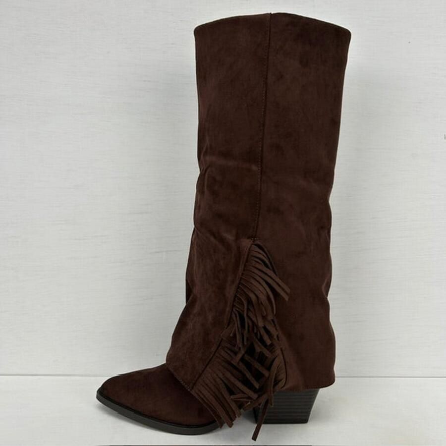 Trendy cowboylaarzen met flap en franjes bruin