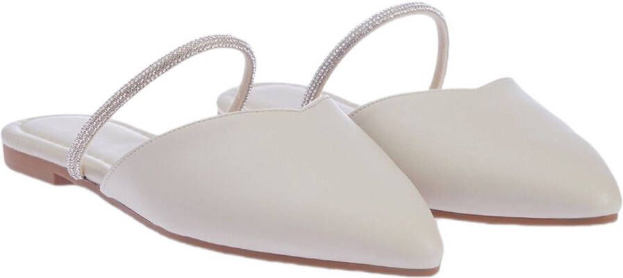 TRENDYOL SHOES Beige Ballerina Voor Dames Met Puntige Neus En Steenband Takss24Be00002