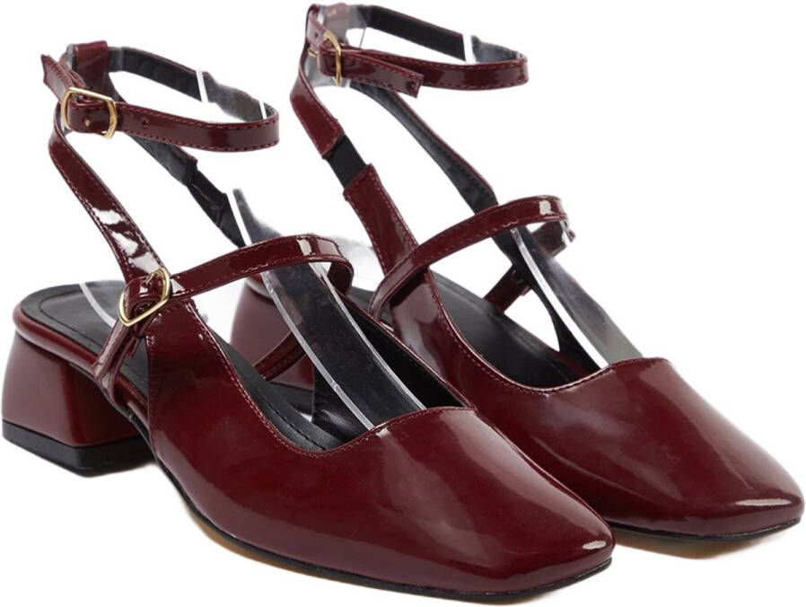 TRENDYOL SHOES Vanille Gele Mary Jane Enkelband Vierkante Teen Dames Hoge Hak Schoenen Belastingss24To00009