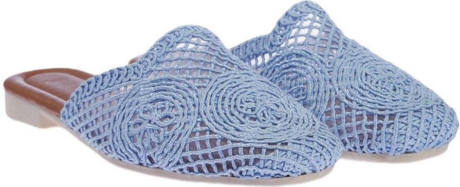 TRENDYOL SHOES Blauwe Gebreide Gedetailleerde Dames Muiltjes Taxss24Te00000