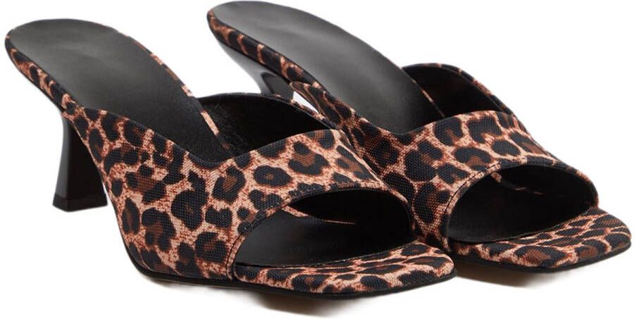 TRENDYOL SHOES Bruine Pantoffels Met Luipaardmotief En Vierkante Neus Voor Dames Met Hak Belastingss24To00019
