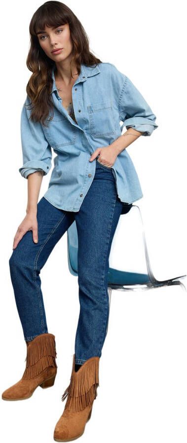 TRENDYOL SHOES Bruine Suède Bruine Cowboylaarzen Met Kwastjes En Blokhak Voor Dames Takaw25Bo00031