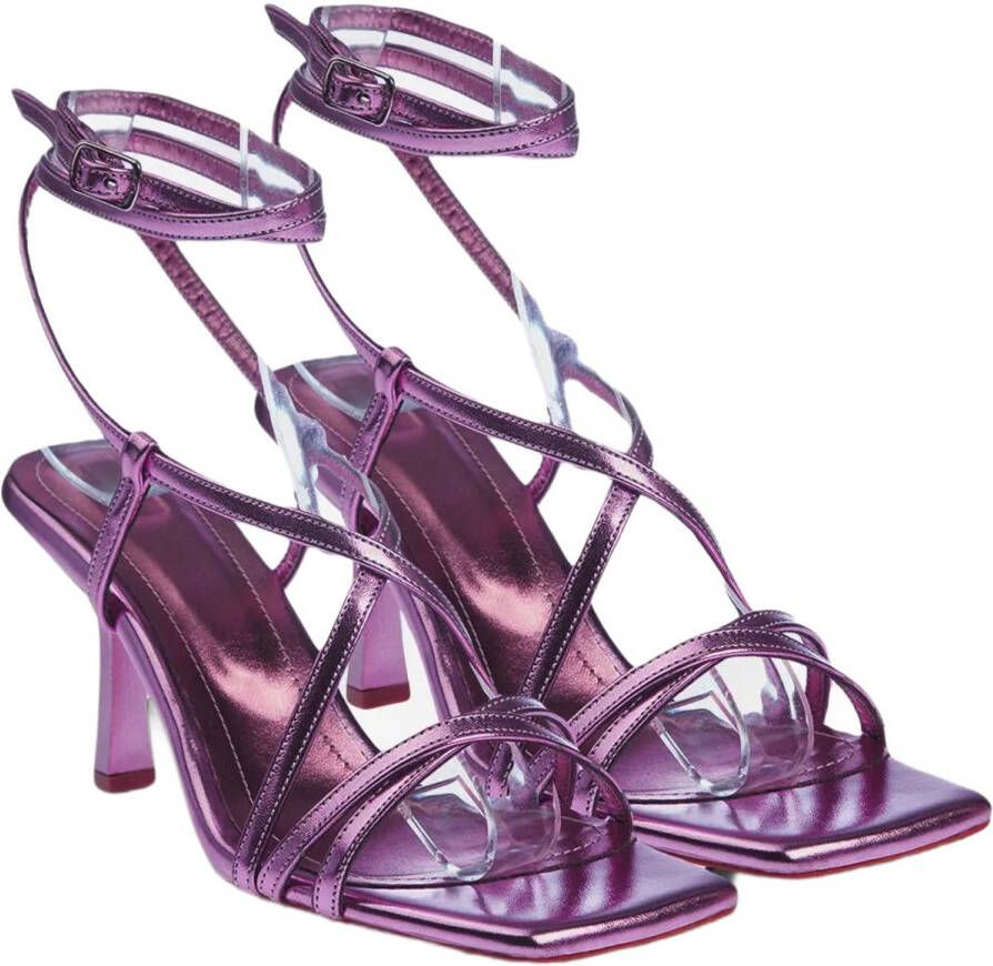 TRENDYOL SHOES Meerkleurige Luipaardpatroon Enkelband Bruine Dames Sandalen Met Hak Takss24To00001