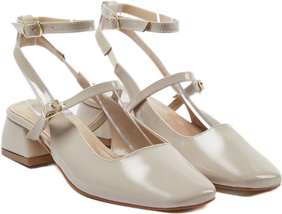 TRENDYOL SHOES Vanille Gele Mary Jane Enkelband Vierkante Teen Dames Hoge Hak Schoenen Belastingss24To00009