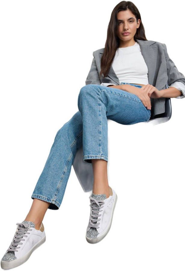 TRENDYOL SHOES Witte Contrast Glitter Retro Dames Sneakers Takaw25Sn00007