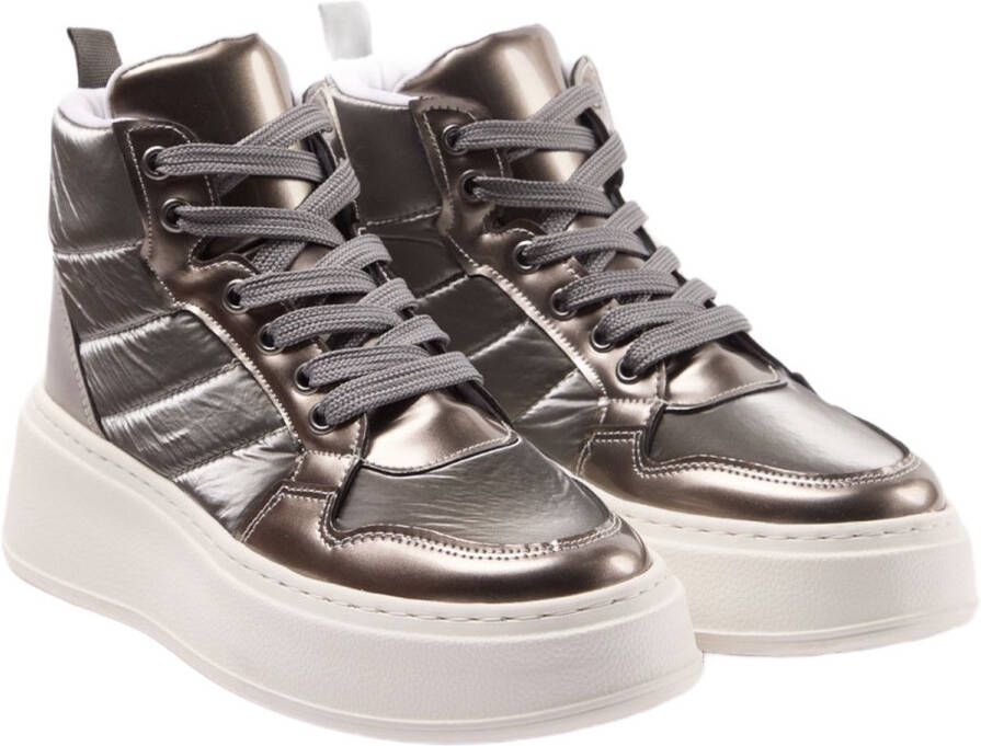 TRENDYOL SHOES Zilver Metallic Chunky Sole Dames Sneakers Takaw25Sn00004