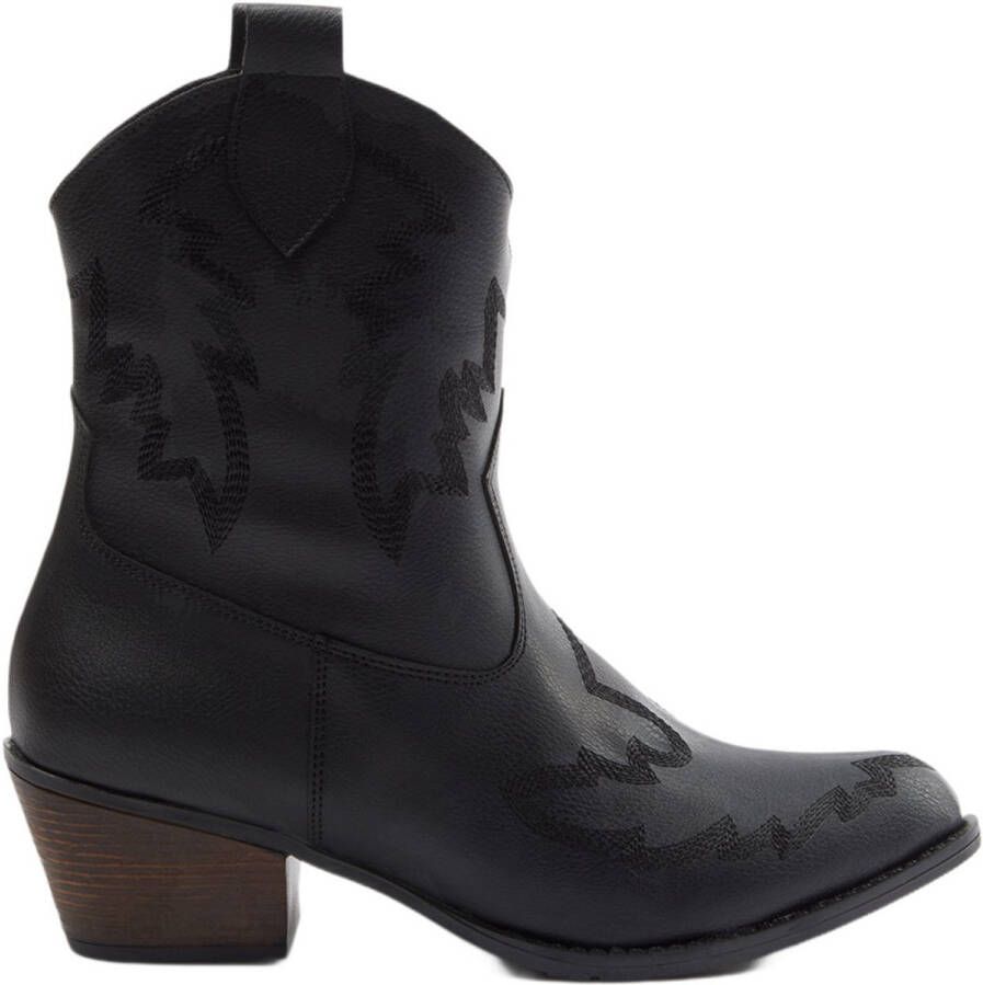TRENDYOL SHOES Donkerbruine Geborduurde Blokhak Dames Enkel Cowboylaarzen Takaw25Bo00058