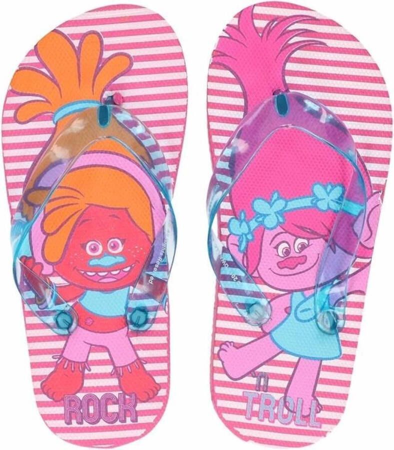Trolls teenslippers roze gestreept voor meisjes 33 34 (7-10 jaar) - Foto 1