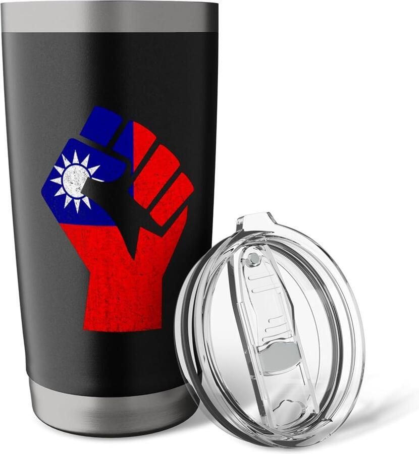 Trots handvat vintage Taiwanse wortels vlag dubbelwandige thermobeker