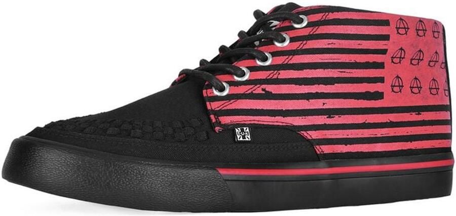 T.u.k . CREEPER SNEAKER MID BLACK SDE RED ANARCHY PRINT Heren Hoge sneakers zwart rood