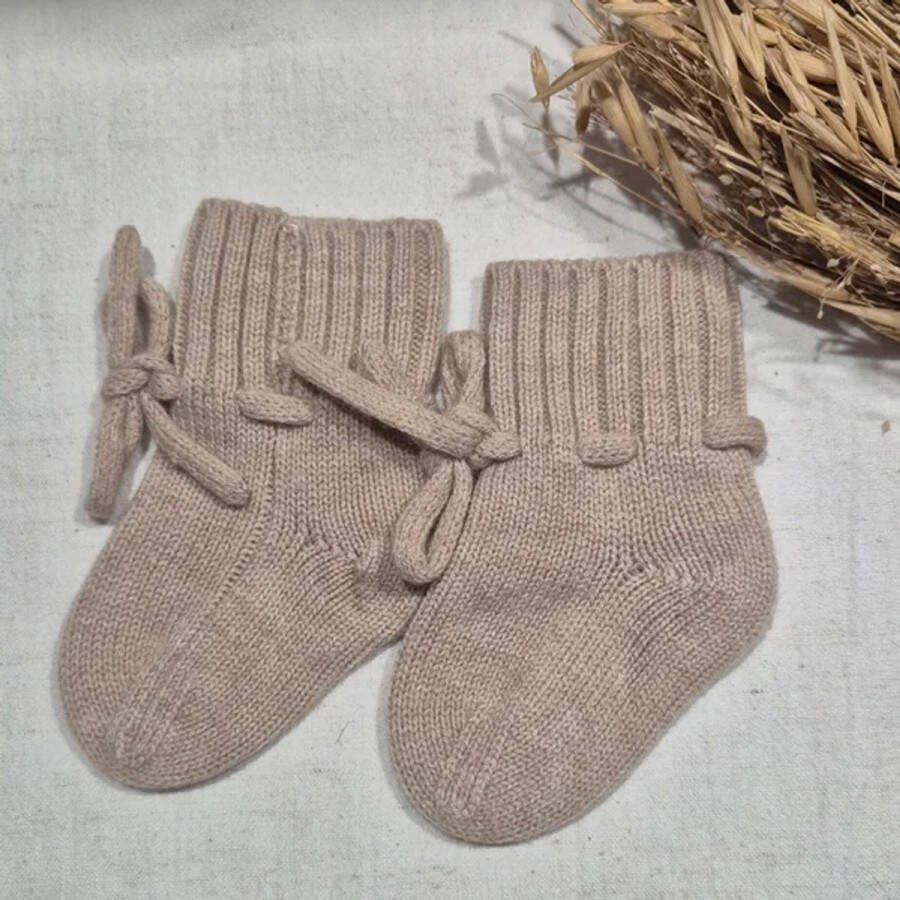 Tut & Toet Merino wollen baby slofjes beige