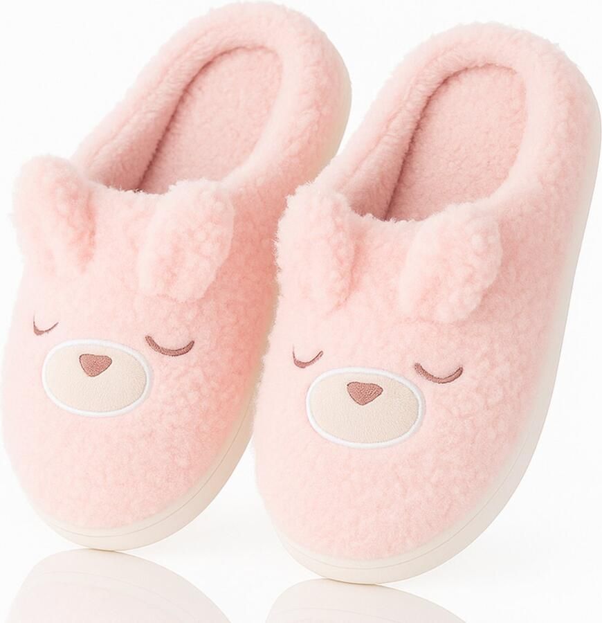Twenty4seven Bunny Pantoffels Dames Winter Sloffen Huisschoenen Roze Konijn