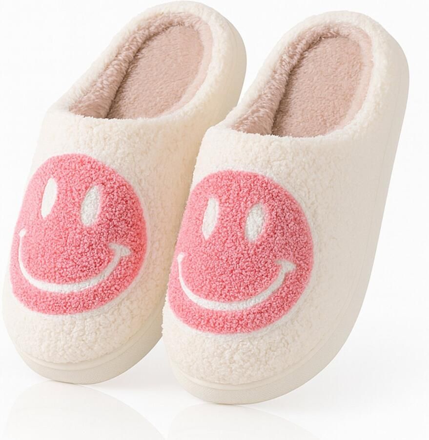 Twenty4seven Smiley Pantoffels Sloffen Kerst & Winter Kerstsloffen & Huisschoenen Wit