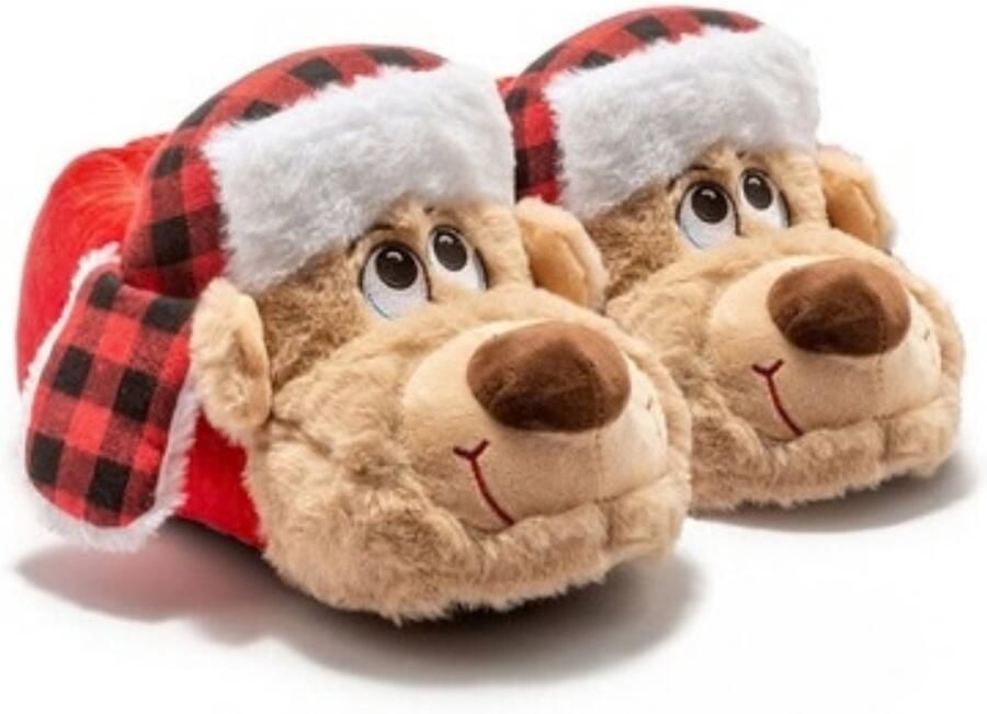 Twigy Berussa Goldi Unisex Pantoffels Beige Rood Warm & Zacht Plush Antislipzool Cadeautip t m