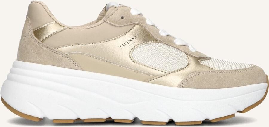 TWINSET MILANO Lage Sneakers Dames 251tcp02e Maat: 41 Materiaal: Leer Kleur: Beige