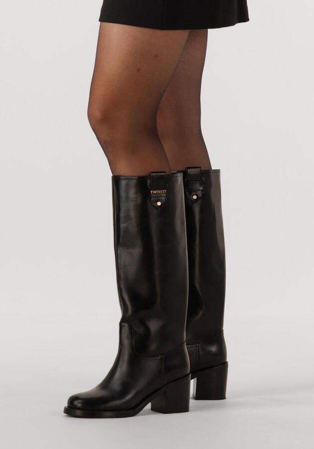 TWINSET MILANO Hoge Laarzen Dames 252tcp080 Maat: 38 Materiaal: Leer Kleur: Zwart - Foto 2
