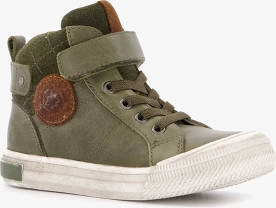 TwoDay hoge leren jongens sneakers Groen Maat Uitneembare zool29