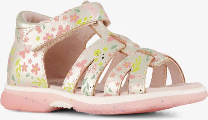 TwoDay leren meisjes sandalen met bloemen goud