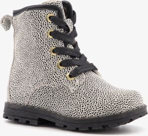 TwoDay leren meisjes veterboots cheetah print Zwart Echt leer Uitneembare zool
