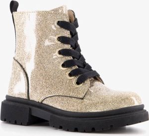 TwoDay leren meisjes veterboots met glitters Goud Echt leer Uitneembare zool