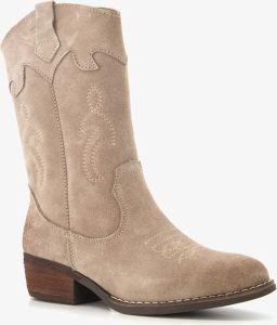 TwoDay suede meisjes cowboy western laarzen beige Echt leer