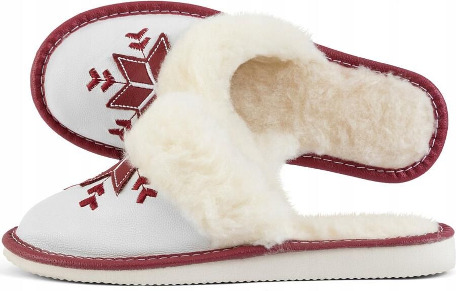 Tylbut Dames Pantoffels Leer & Wol Bordo Warm & Comfortabel