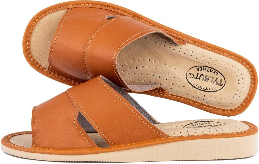 Tylbut Dames Pantoffels Leer Lichtbruin