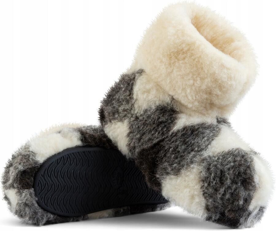 Tylbut Dames Pantoffels Wol Hoge Laarsjes Ruitjes