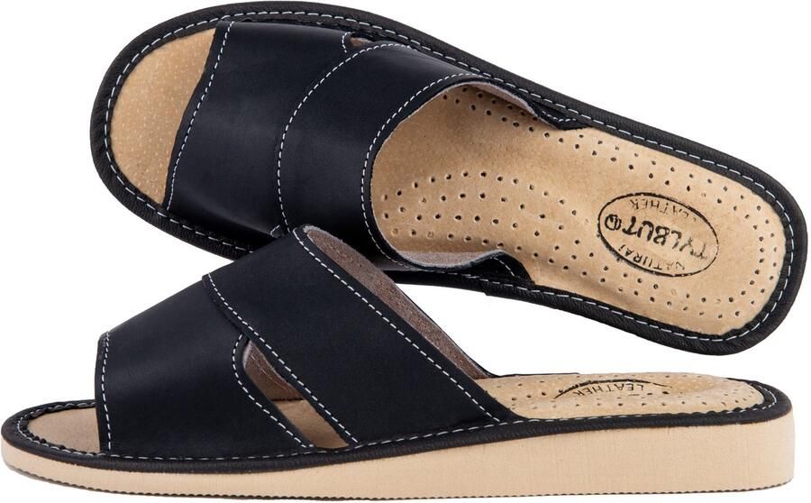 Tylbut Dames Pantoffels Zwart Leer