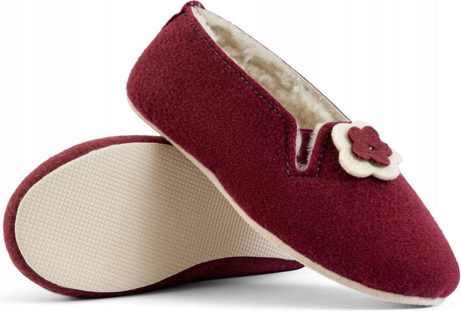 Tylbut Warme Vilten Pantoffels Dames Wol Bordaux