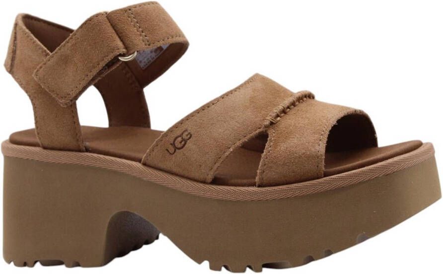 UGG Plateausandaaltjes NEW HEIGHTS ANKLE STRAP wedge-sandaal plateauschoen met praktische klittenbandsluiting