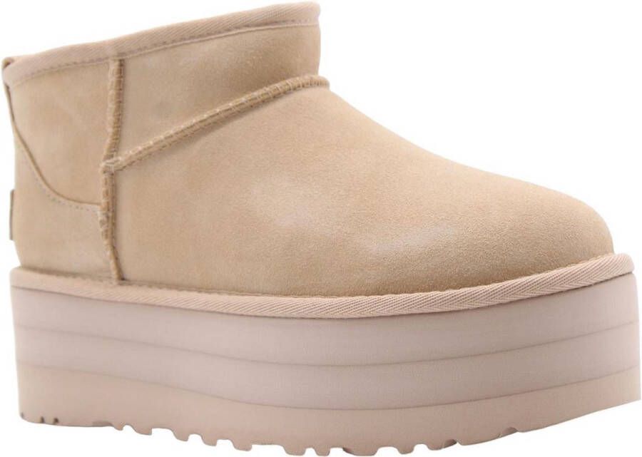 UGG's Bruin Tinten W Classic Ultra Mini Platform Vachtlaarzen Warme Laarzen Dames Beige