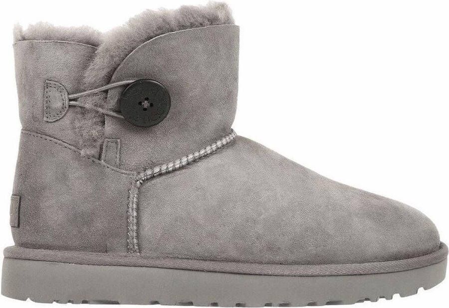 UGG Classic Mini Bailey Button suède enkellaarsjes Grijs Echt leer