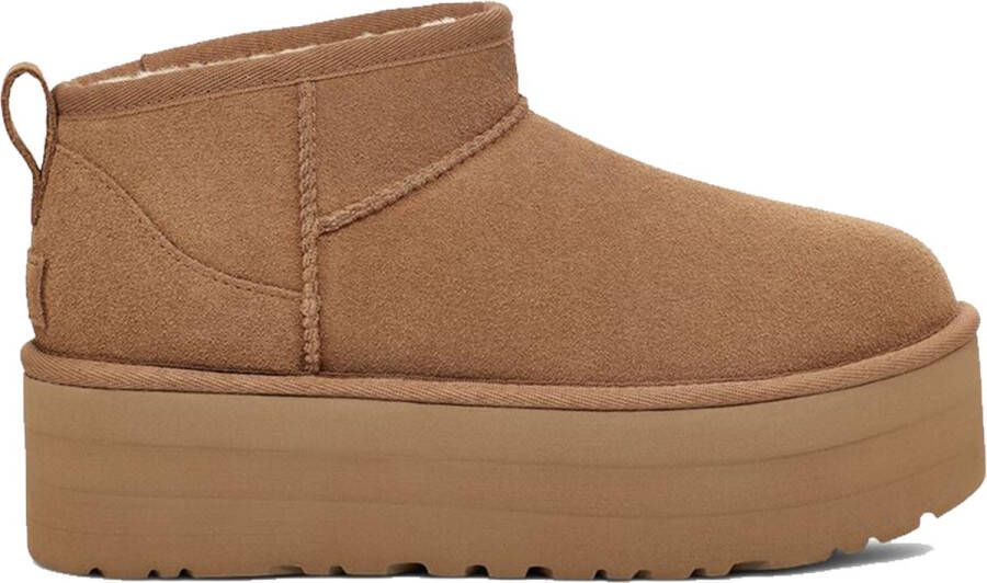 UGG's Bruin Tinten W Classic Ultra Mini Platform Vachtlaarzen Warme Laarzen Dames Cognac