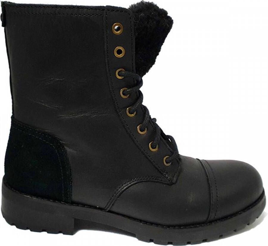 UGG Dames Enkellaars Leather Kilmer Exposed Fur 1019072 Black